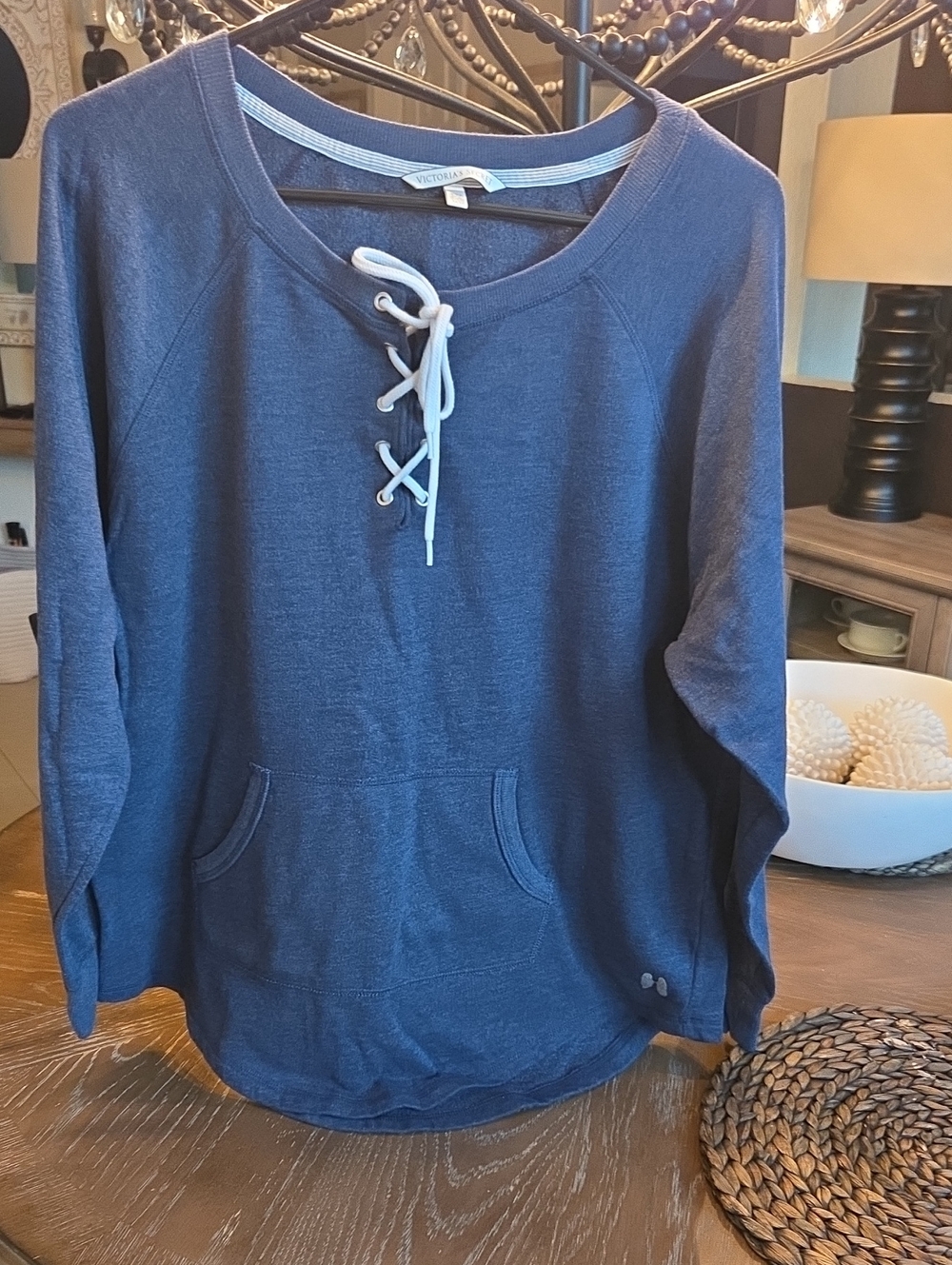 Victoria's Secret Navy Lace-Up Pullover Hoodie